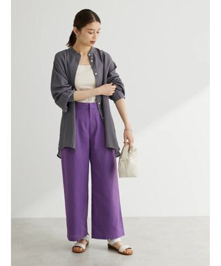 Green Parks バンドカラーシアーシャツ Charcoal Gray