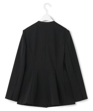 ICB 【洗える】コットンコンプレッシャー ノーカラージャケット ブラック系