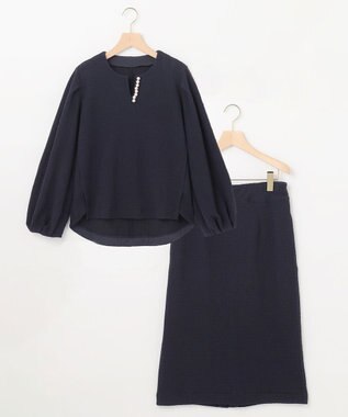 組曲 L 【WEB限定】ニュアンスジャガード セットアップ ネイビー系