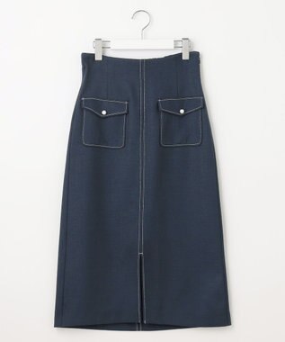 Feroux 【新色追加・洗える】パールポイントフラップ スカート ネイビー系