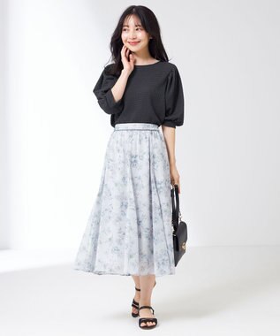 ANY SIS S 【美人百花7月号掲載】ファジーカラーフラワー スカート ブルー系