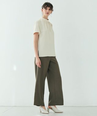 BEIGE， EVA / ハイネックハーフスリーブブラウス Sheer Orange