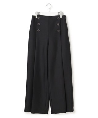 23区 【GOLD LABEL】ウールダブルクロス フロントボタン ワイドパンツ ブラック