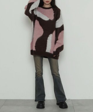 WEGO 【2025年秋冬新作】シャギーパターンニットBIGプルオーバー 柄2