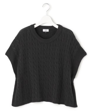 J.PRESS YORK STREET 【WOMEN】コットンニット ケーブルポンチョ グレー系