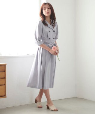 Feroux トレンチ風 ワンピース ブルーグレー系