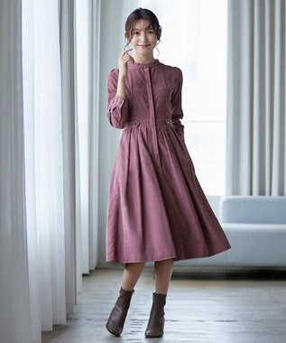 Tiaclasse 【新色追加・洗える】ピーチスキンバンドカラーワンピース ピンク