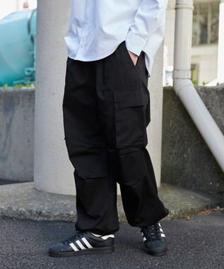 【ウエストゴム/SMLサイズ展開】イージーワイドカーゴパンツ