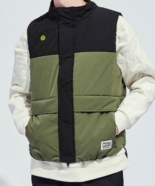 PW CIRCULUS 【手軽に防寒】【MEN】中綿ベスト カーキ系