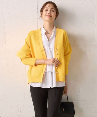 組曲 【洗える・軽量】スポンディッシュニット カーディガン イエロー系