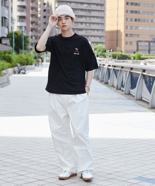 WEGO ヒゲサガラ刺繍Tシャツ ブラック