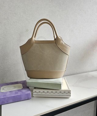 style code 【MERCURYDUO/マーキュリーデュオ】ミックスマテリアル　ハンドバッグ ベージュ