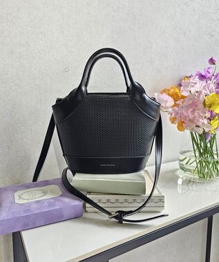 style code 【MERCURYDUO/マーキュリーデュオ】ミックスマテリアル　ハンドバッグ ブラック