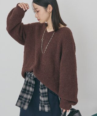 AMERICAN HOLIC ミニシャギーラメニットプルオーバー Brown