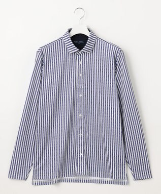 23区GOLF 【MEN】【吸水速乾/UVカット】ストライプロゴ 長袖シャツ ダルブルー系2