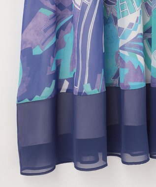 GRACE CONTINENTAL アールデコリゾートプリントワンピース ブルー