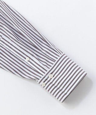 UNFILO 【抗菌防臭】イージーケア オーバー シャツ ブラウンストライプ