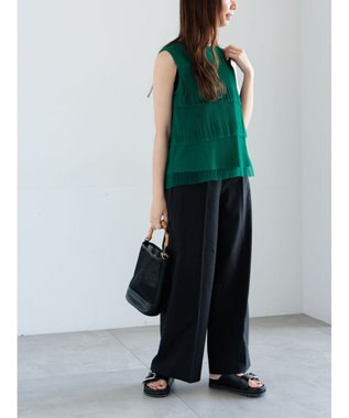 Te chichi ティアードチュールプリーツブラウス グリーン