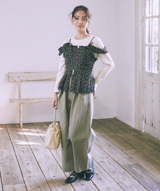 earth music&ecology フラワーペプラムビスチェ Black