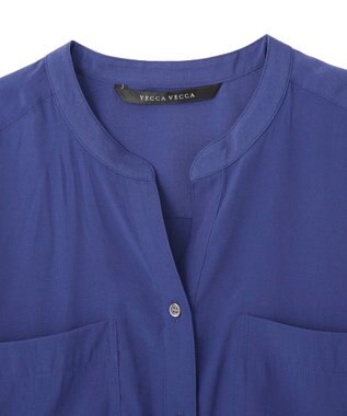 YECCA VECCA 【セットアップ可能】ポケットスキッパーシャツ Blue