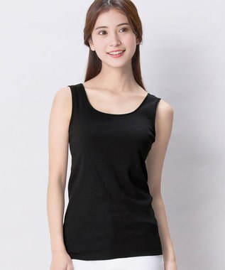 Wing インナー オーガニックコットン100％(身生地) ブラがひびきにくい 【綿の贅沢 オーガニック リブタイプ】 ノースリーブ タンクトップ EL1161 ウイング／ワコール ブラック