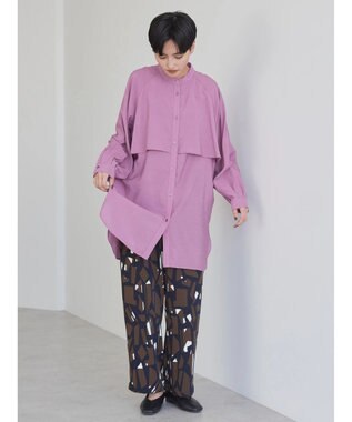 AMERICAN HOLIC バンドカラーフリルシャツチュニック Pink