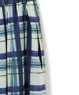 23区 L 【WEB&一部店舗限定/洗える】手書き風チェックプリント ギャザー スカート ブルーチェック