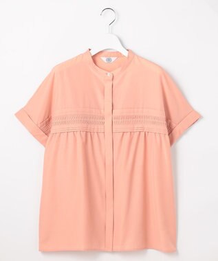 J.PRESS LADIES ソフトシアークロス フレンチスリーブ ブラウス コーラルピンク系