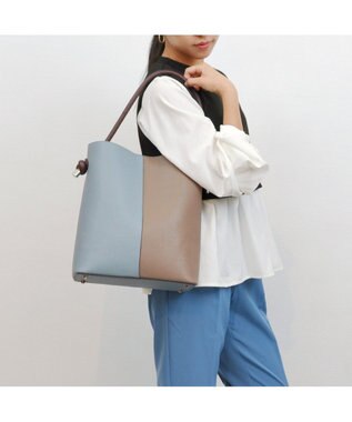 UNBILLION cachecache 丸ハンドルスクエアバケツワンショルダー サックスブルー