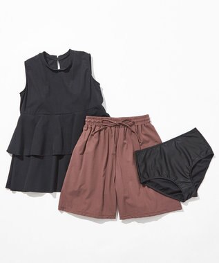 ANY SIS 【3SET】ティアード スイムウェア ブラック×レンガ