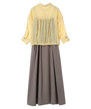 YECCA VECCA 【2点SET】シアーシャツ×Aラインキャミワンピース Yellow