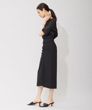 ICB 【洗える】コットンリップル Tブラウス ブラック系