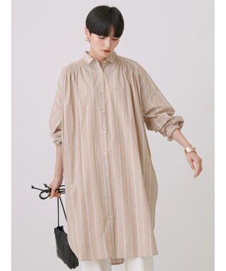 AMERICAN HOLIC バックギャザーシャツワンピース Stripe