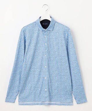 23区GOLF 【MEN】【吸水速乾/UVカット】ストライプロゴ 長袖シャツ スカイブルー系2