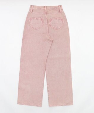 WEGO ハートポケットストレートデニムパンツ ピンク