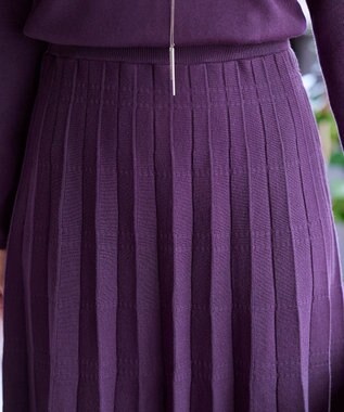 Tiaclasse L 【洗える】1枚で着映えするチェック柄編みニットワンピース パープル