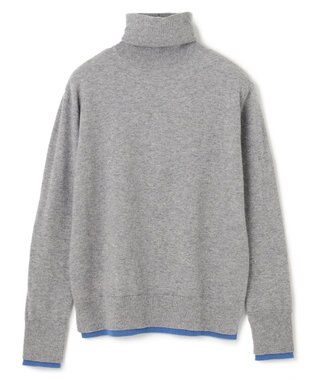 BEIGE， 【洗える】POMPE / ウールカシミヤタートルネックニット  L Gray×Sax