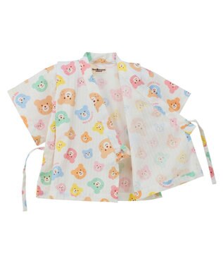 MIKI HOUSE HOT BISCUITS 【80-120cm】総柄 甚平スーツ 白