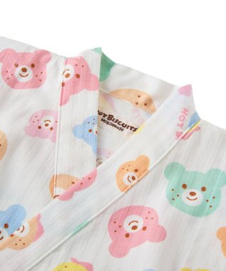 MIKI HOUSE HOT BISCUITS 【80-120cm】総柄 甚平スーツ 白