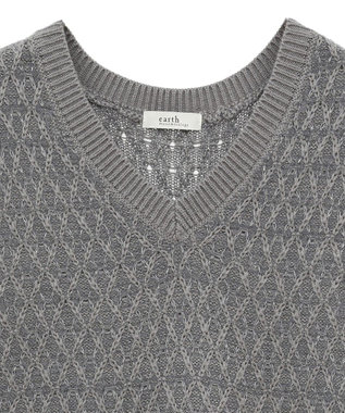 earth music&ecology ラメジャガードニットベスト Gray