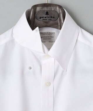 GOTAIRIKU 【形態安定】PREMIUMPLEATS_スナップダウン_通年ドレスシャツ（無地/織柄） 無地/ホワイト系