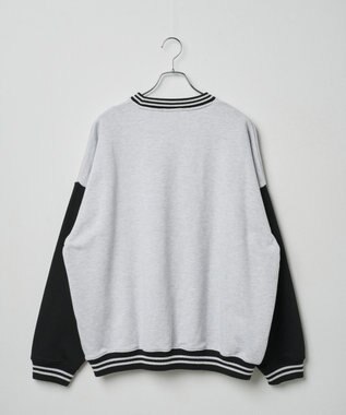 WEGO ヘビーウエイト刺繍バイカラープルオーバー グレー