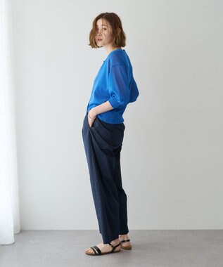 YECCA VECCA シアーニットVネックカーディガン Blue