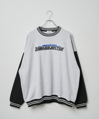 WEGO ヘビーウエイト刺繍バイカラープルオーバー グレー