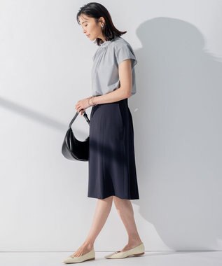 23区 L 【セットアップ対応/洗える】合繊 セットアップ スカート ネイビー系