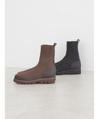 AMERICAN HOLIC ニットショートブーツ Brown
