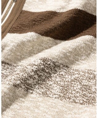 JOSEPH ABBOUD MOUNTAIN 【イタリア糸使用】 コットンスラブボーダー Vネック カーディガン ベージュ系2