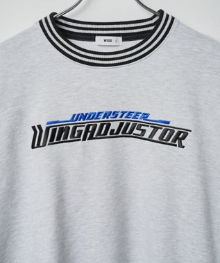 WEGO ヘビーウエイト刺繍バイカラープルオーバー グレー
