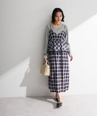 Green Parks ペプラムチェックキャミワンピース