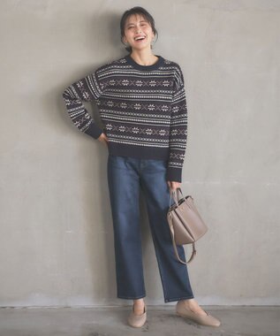 ANY 【洗濯機可能】ソフトアクリルスノージャガードニット ネイビー